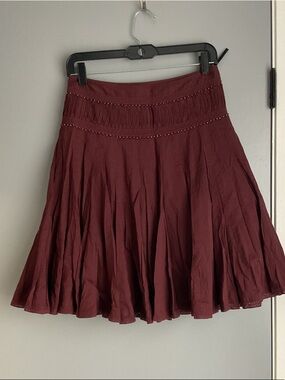 Ted Baker Burgundy Circle Skirt with Waist Detail